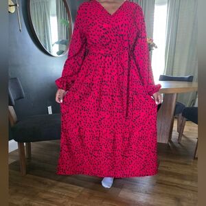 Red and Navy Animal Print Maxi Dress